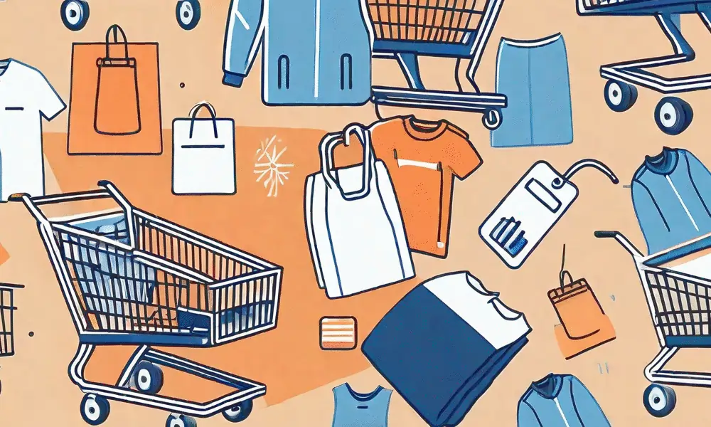 Bild von Einkaufswagen und Artikeln - El Buen Fin - in orange und blau