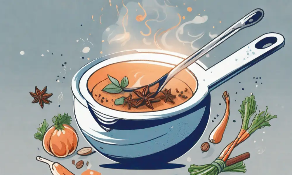 Bild von Suppe in Suppentopf und Schoepfkelle