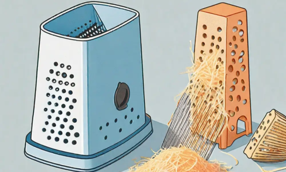 Bild von Vierkantreibe - zwei Stück mit geriebenen Käse